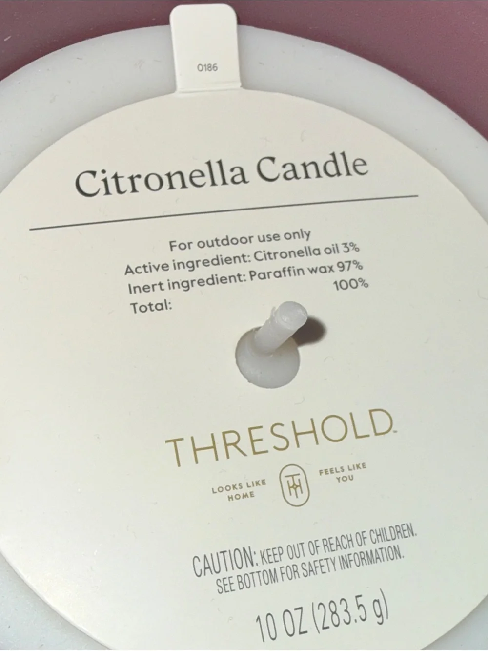 Ceramic Citronella Hourglass Outdoor Candle Burgundy 10 oz - 40 hour burn NWT